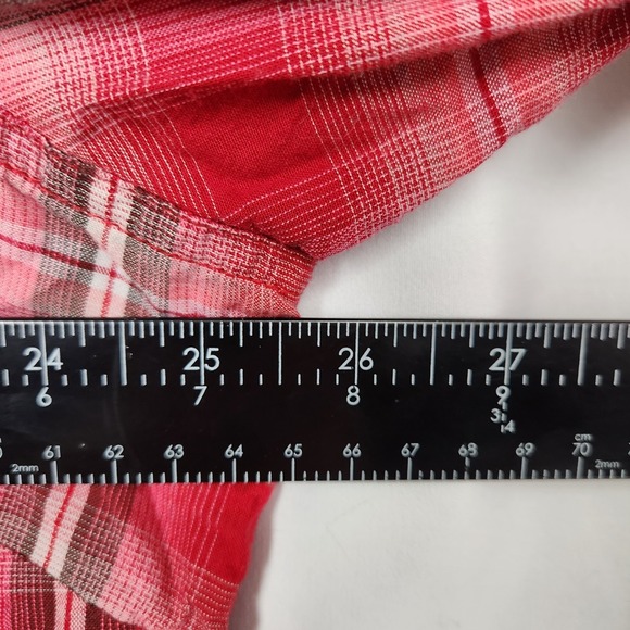 Cato Woman Button Up Pink Plaid Shirt Size 22/24W Cotton Roll Tab Sleeve Western - Picture 5 of 7